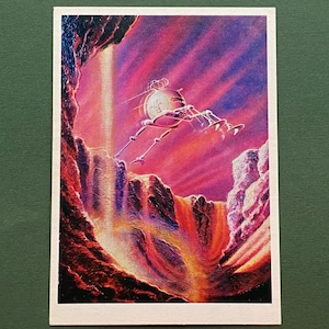 Ancienne carte postale spatiale A. Sokolov - Mars. De l'autre côté de la rivière de sable, 1978
