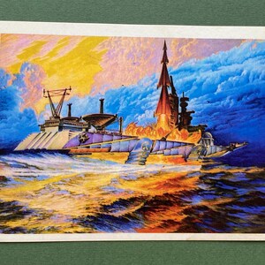 Vintage ruimtekaart - G. Pokrovsky "Cosmodrome in the ocean", 1976