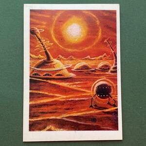 Vintage ruimtekaart - G. Tishchenko "On the planet Znoy", 1976