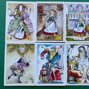Charles Perrault „Aschenputtel“. Set von 16 Vintage Postkarten. Illustrator T. Dmitrieva. 1975