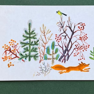 Illustrateur : Y. Vasnetsov. Renard et oiseau, Cartes postales non utilisées, Carte postale - 1969