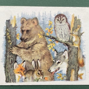 V. Lebedev "Conte de la forêt". Carte postale, 1961