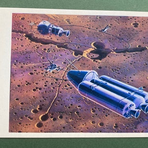 Cartolina spaziale d'epoca, Oltre la luna, URSS, cartolina sovietica, cartolina inutilizzata, 1975