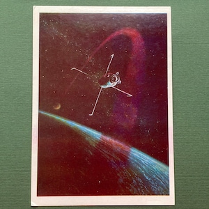 Postal antigua del espacio de A. Sokolov: ciencia espacial, 1982