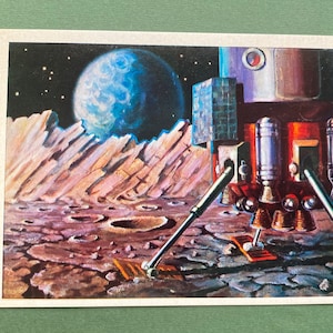 Cartolina spaziale d'epoca, razzo cargo sulla Luna, URSS, cartolina sovietica, cartolina inutilizzata, 1975