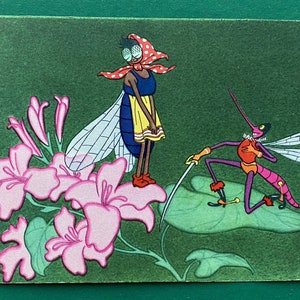 フライ・ツォコトカ - ソ連の漫画。イラストレーターのG.ヴァルク。ヴィンテージポストカード、1956年