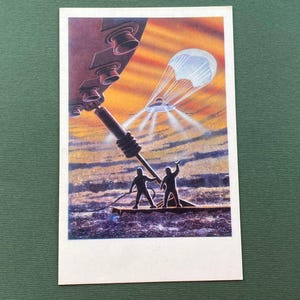 A. ソコロフ、A. レオーノフ - 「金星への貨物ロケット着陸」。宇宙ポストカード。1969 年