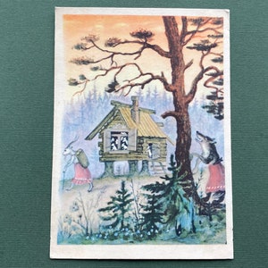 Il lupo e i sette capretti - Illustratore di Y. Vasnetsov. Cartoline, 1958