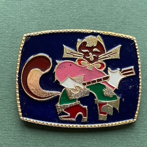 Musikerin, Katze mit Gitarre Pin. Vintage Vintage Kinder Abzeichen. Hergestellt in der UdSSR
