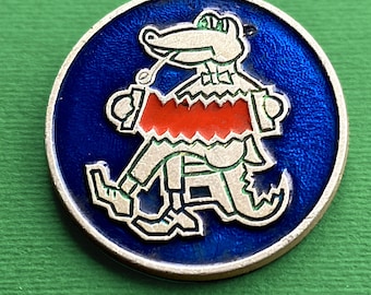 Crocodile Gena Pin. Vintage collectible badge, Made in USSR
