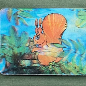 Eekhoorn: cartoon stereokalender, 3D. Kalenderzakje van de USSR. 1984