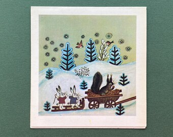 Vintage nieuwjaarskaart van Y. Vasnetsov (1973) - ongebruikte dubbele kaart