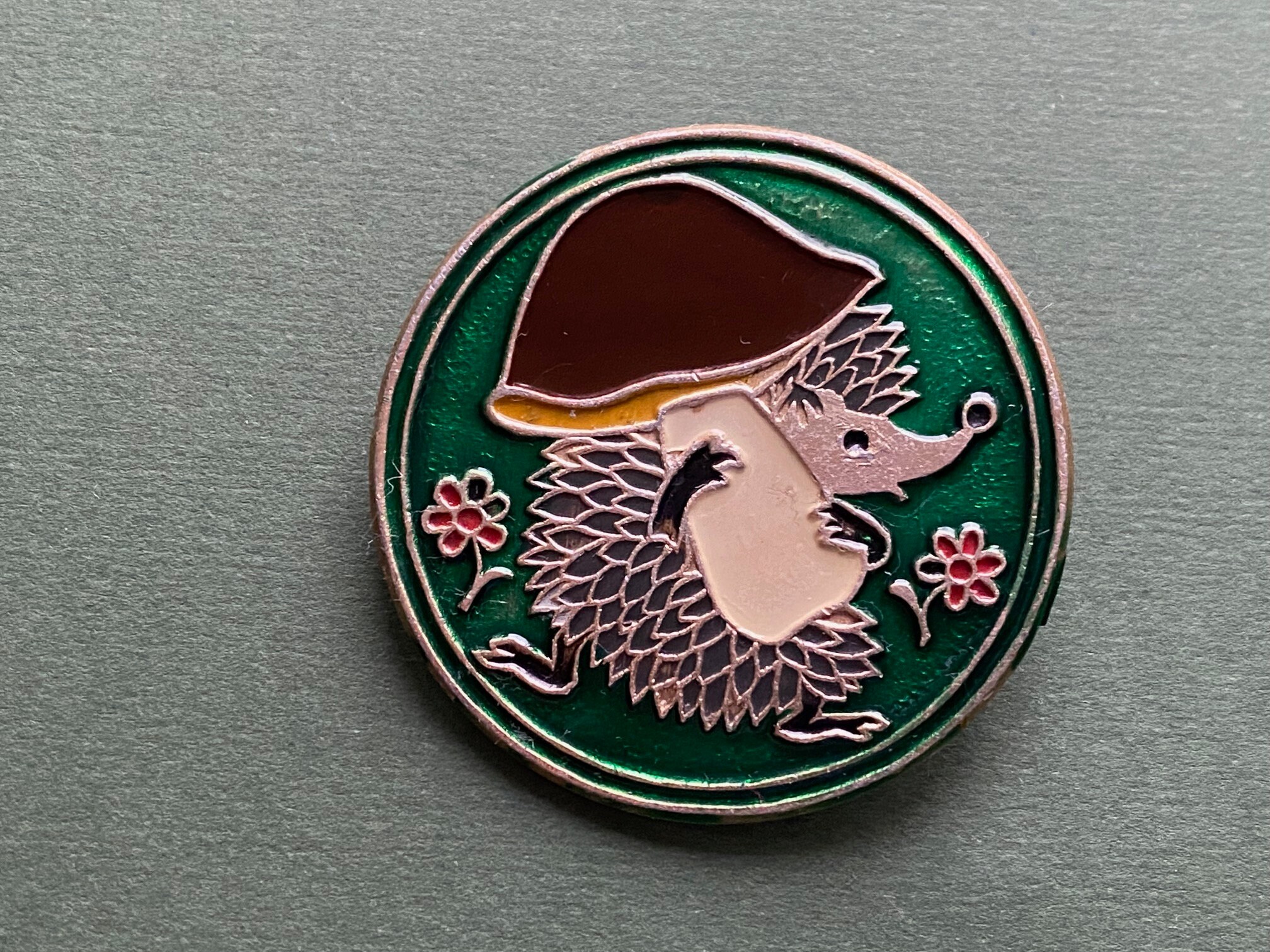 251 ,Badges of the USSR,Vintage badges,Badges of the Soviet Union Badge baby hedgehog with overflow mushroom