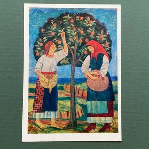 Carte postale soviétique - Artiste T. Boychuk « Au pommier », 1981