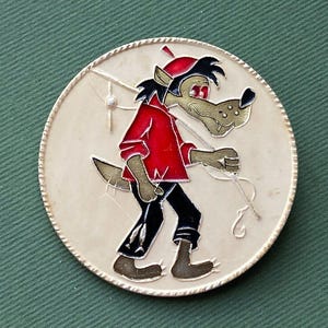 RARE Wolf Fisherman, Nu Pogodi Pin. Vintage Soviet pin, badge, Made in USSR