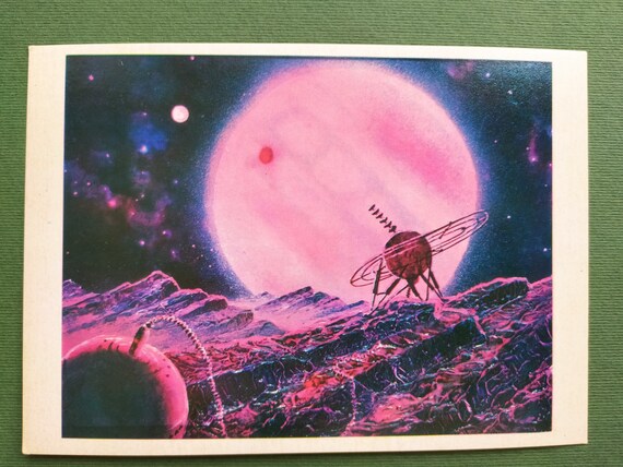 soviet calendar space nasso vintage postcard