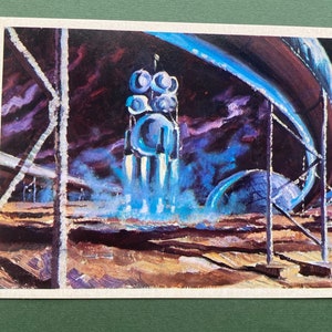 Cartão postal espacial vintage, lançamento do cosmódromo lunar, URSS, cartão postal soviético, cartão postal não utilizado, 1975