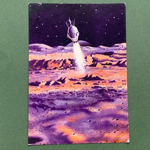 A. Leonov, A. Sokolov - sopra la luna. Cartolina inutilizzata. 1970