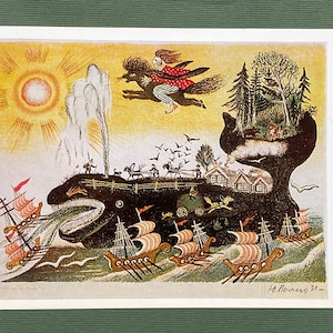 Illustratore di Y. Vasnetsov. Balena, Cartoline inutilizzate, Cartolina - 1987