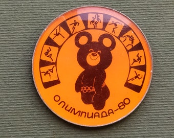Olympischer Bär. Olympische Misha, Olympische Spiele, Bär sowjetisch Vintage Pin, hergestellt in der UdSSR, Moskau 1980