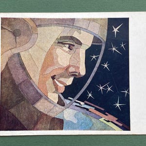 RARO cartão postal soviético - Artista N. Surin "Para o espaço", 1961