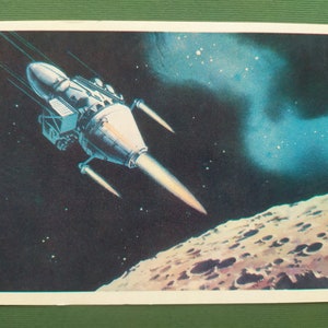 Artista V. Viktorov "Aterrissagem na Lua", Cartão Postal. 1971