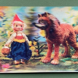 Rotkäppchen - Märchenhafte Stereo Postkarte, Illustrator O. Gvozdeva. Postkarte UdSSR, 1986