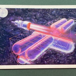 A. Sokolov, A. Leonov - "Lancio della stazione spaziale". Cartolina spaziale 1968