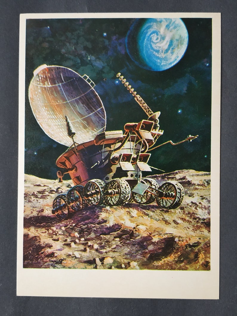 Lunokhod-2 on the Moon 1975 Sokolov Vintage Space Postcard A