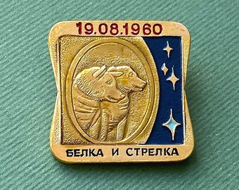 RARE Belka and Strelka - 1960 Pin. Cosmonaut, Dog, Cosmos, Satellit.  Soviet  collectible pin,  A8