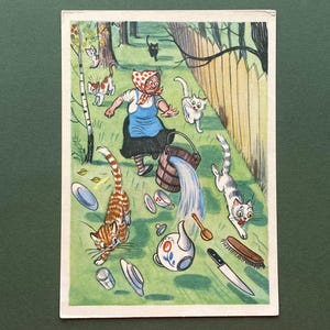 V. Suteev "Deuil de Fedorino", carte postale. 1963