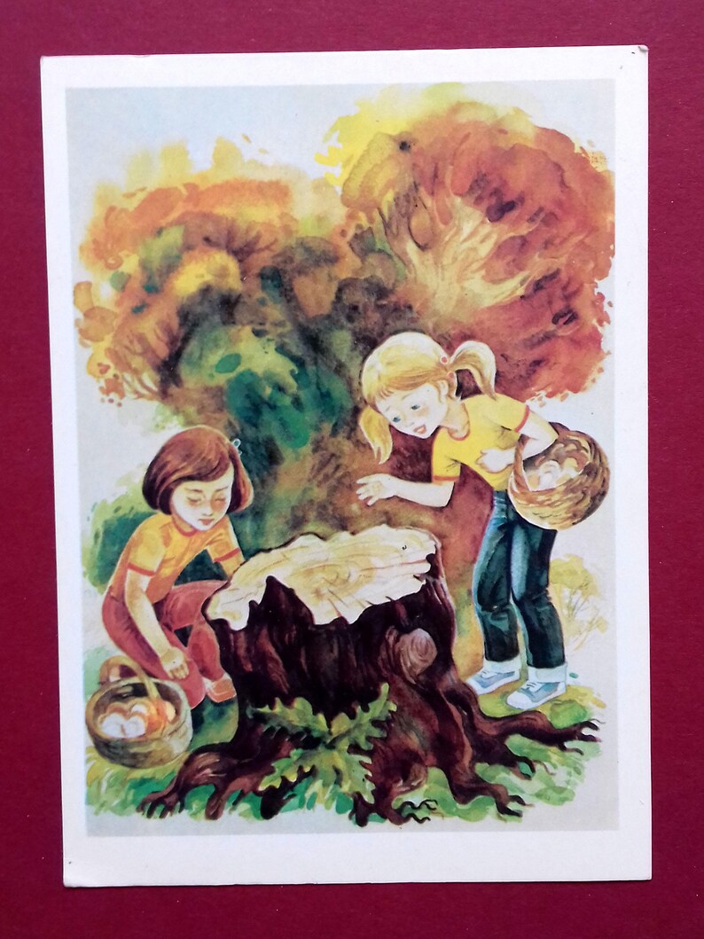 Stump Fairy tale Kataev Yevseenko The Tale of V Text in Russian Illustrator A 1988 Rare Set of 6 Vintage Soviet Postcards