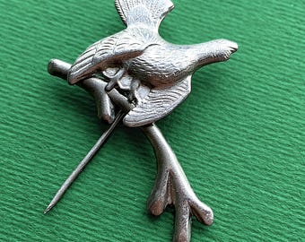 RARE Capercaillie Bird on Branch. Soviet Wood Grouse Hunting Badge, A3