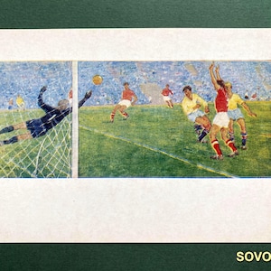 Fotboll. Sport. Vintagevykort, konstnär av Khalida Safarova, 1979