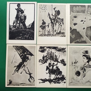 Illustrations des oeuvres de Cervantes. Lot de 16 cartes postales anciennes. Carte postale vintage soviétique. 1965