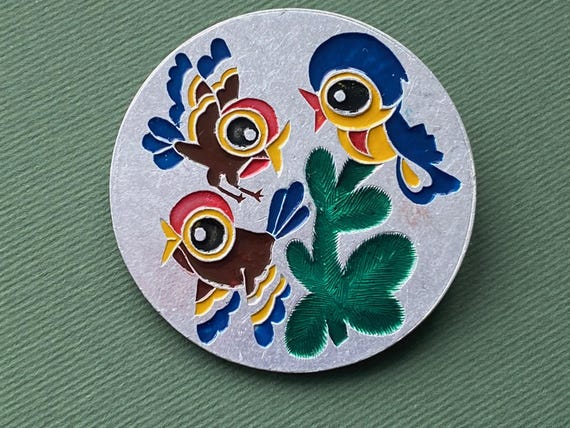 Broche Oiseau Vintage A.R. Brown - Pin's Argenté En étain - Made In UK