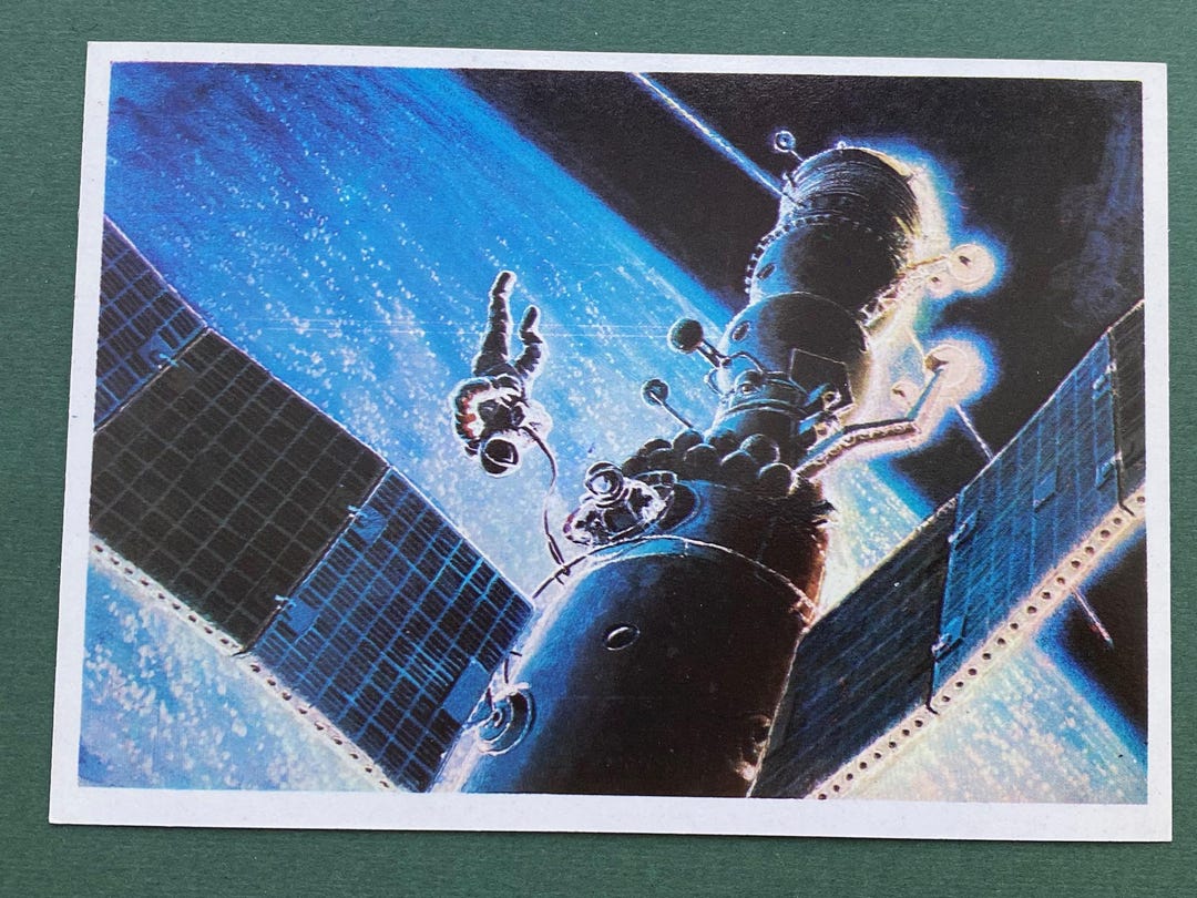 Vintage Space Postcard, Unused, USSR, Soviet Postcard - in Outer Space ...