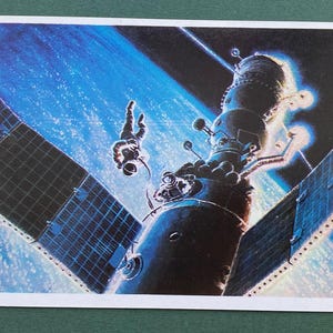 Carte postale spatiale vintage, inutilisée, URSS, carte postale soviétique - Dans l'espace 1980