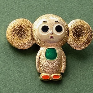 Cheburashka-speld. Vintage sovjetspeld voor kinderen om te verzamelen, gemaakt in de USSR, jaren 80