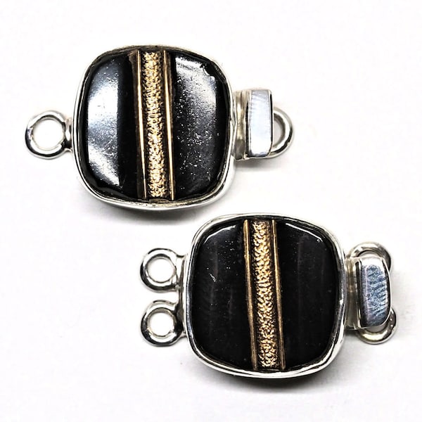 Black Gold and Silver Hand Made Sterling Silver Box Clasp