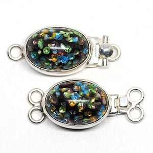 Black Confetti Sterling Silver Box Clasp