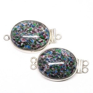 Vintage Japanese Mosaic Sterling Silver Box Clasp