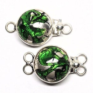 Emerald Green and Silver Sterling Silver Box Clasp