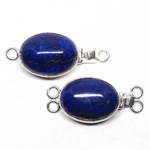 Oval Lapis Bezel Set Sterling Silver Box Clasp
