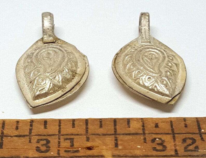 Five Hand Made Vintage Afghan Gold or Silver Tribal Tear Drop Pendant