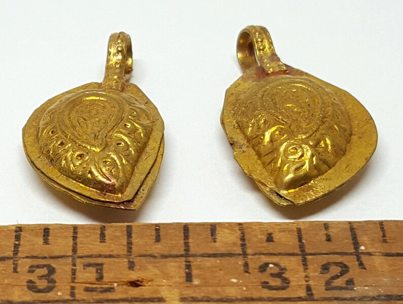 Five Hand Made Vintage Afghan Gold or Silver Tribal Tear Drop Pendant
