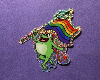 LGBT+ Pride Frog Devil Glitter Sticker