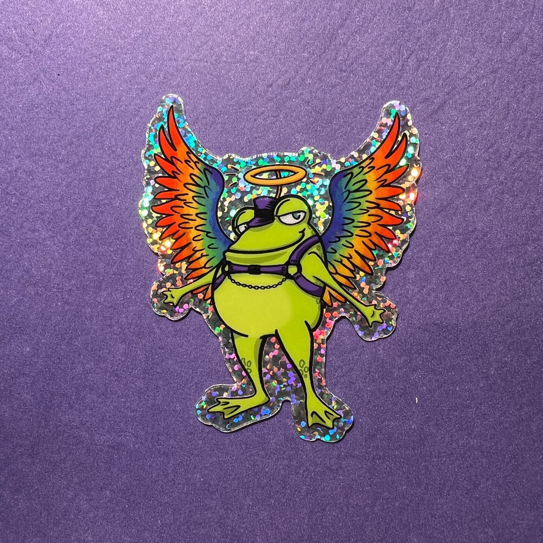 LGBT+ Pride Angel Frog Glitter Sticker - Etsy
