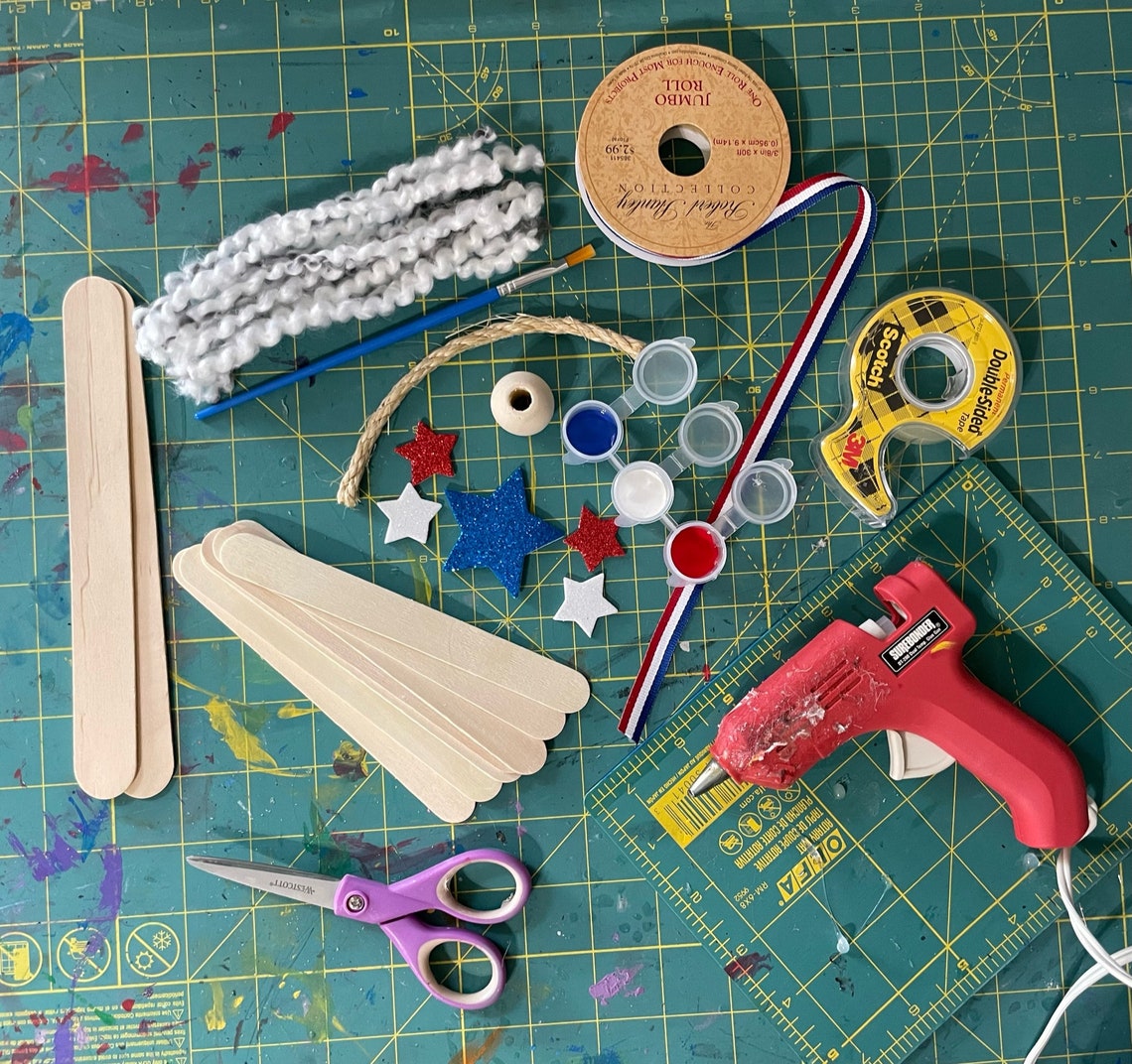 12 Popsicle Stick Uncle Sam Craft Kit Etsy UK