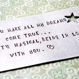 You Make All My Dreams Come True Aluminum Hand Stamped Wallet Card image 2